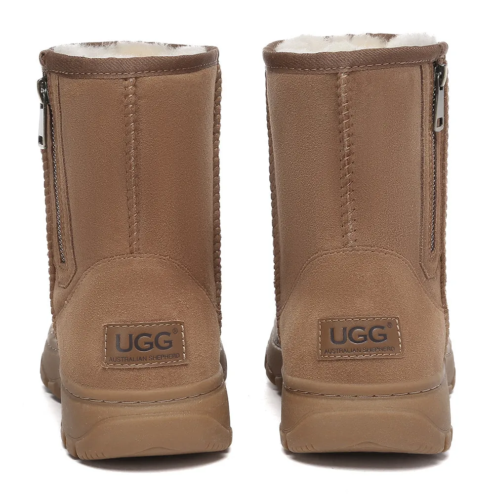 AUSTRALIAN SHEPHERD UGG Boots Sheepskin Wool Short Zip Outdoor Boots #AS3065