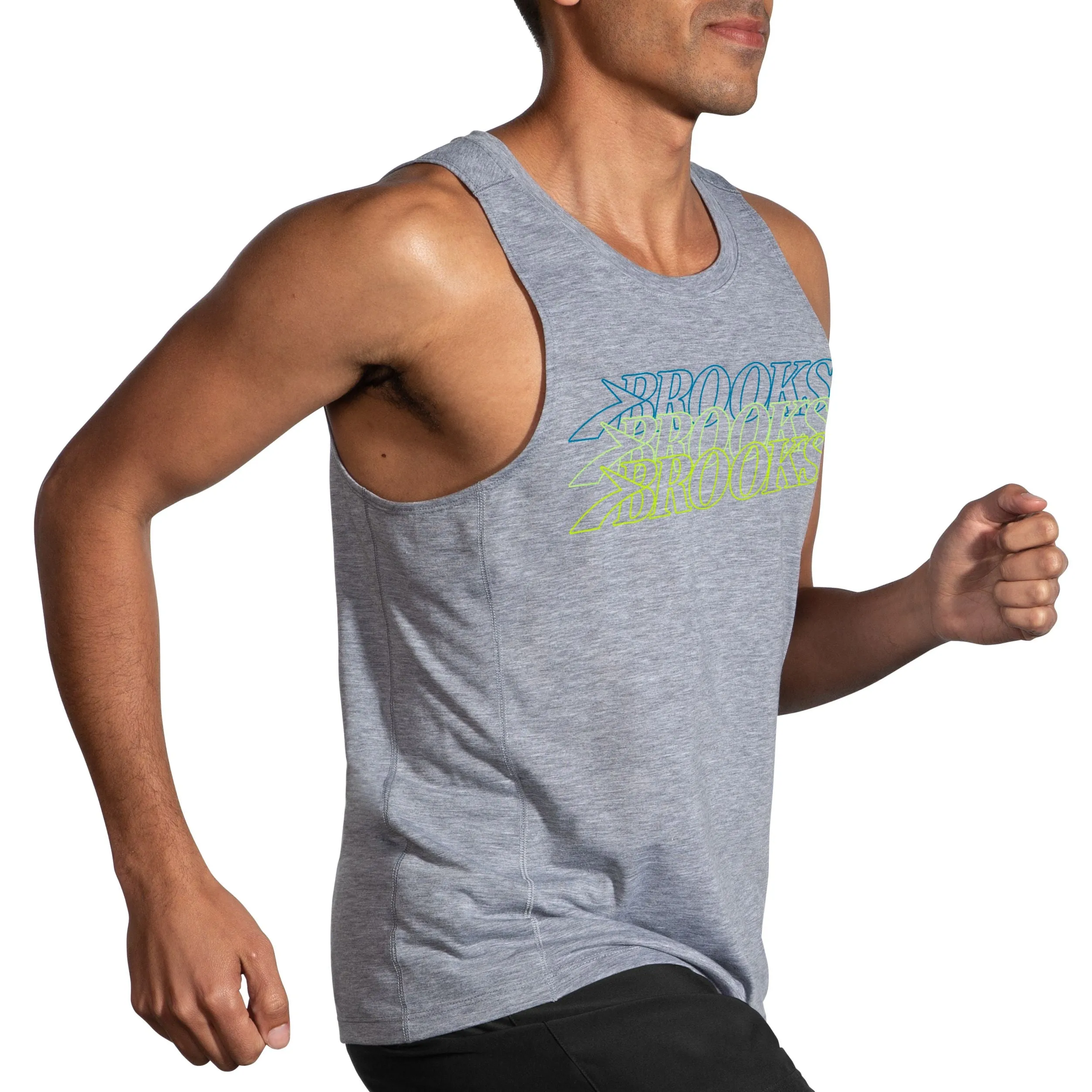 Brooks | Distance Tank 3.0 | Men's | Heather Ash/Brooks Stack