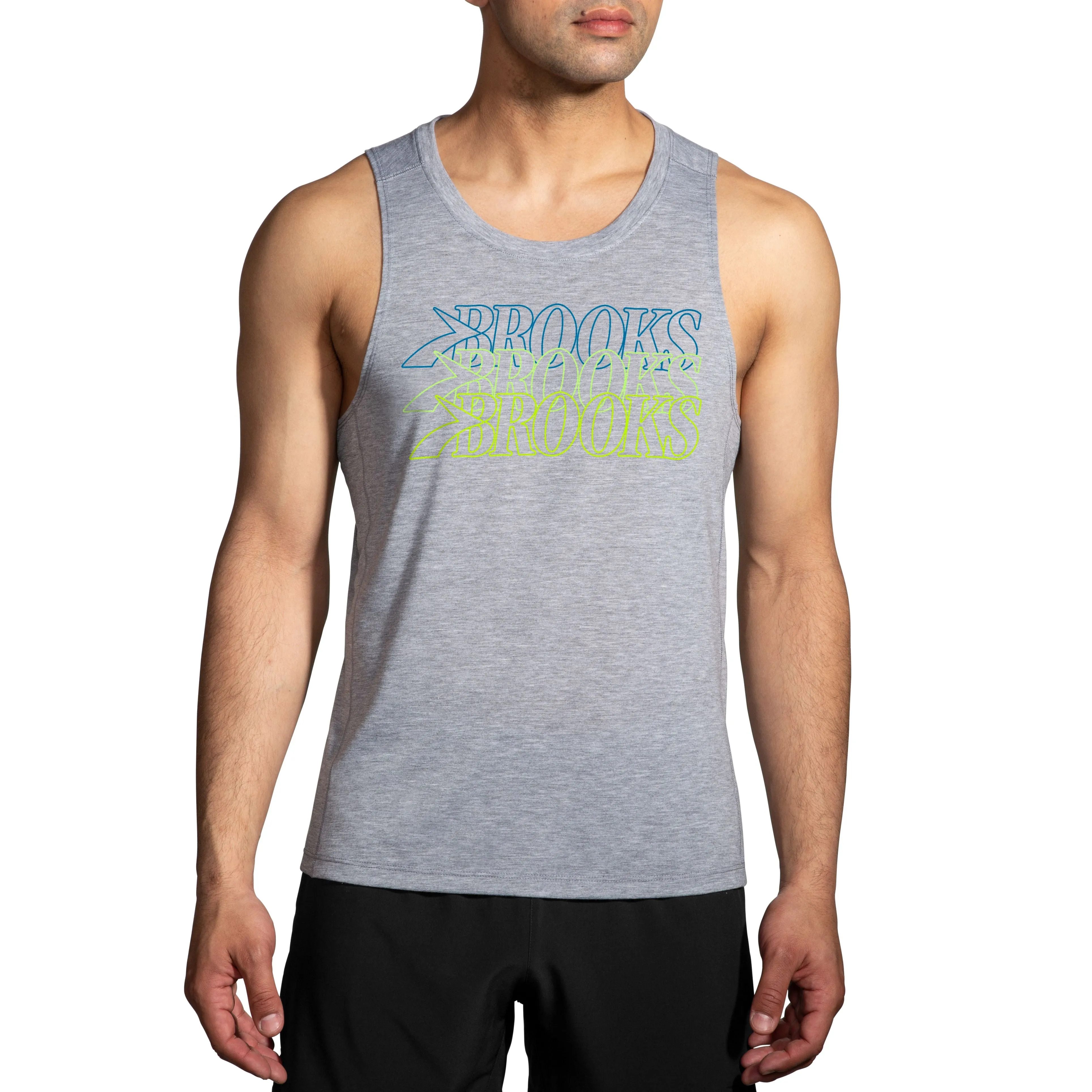 Brooks | Distance Tank 3.0 | Men's | Heather Ash/Brooks Stack