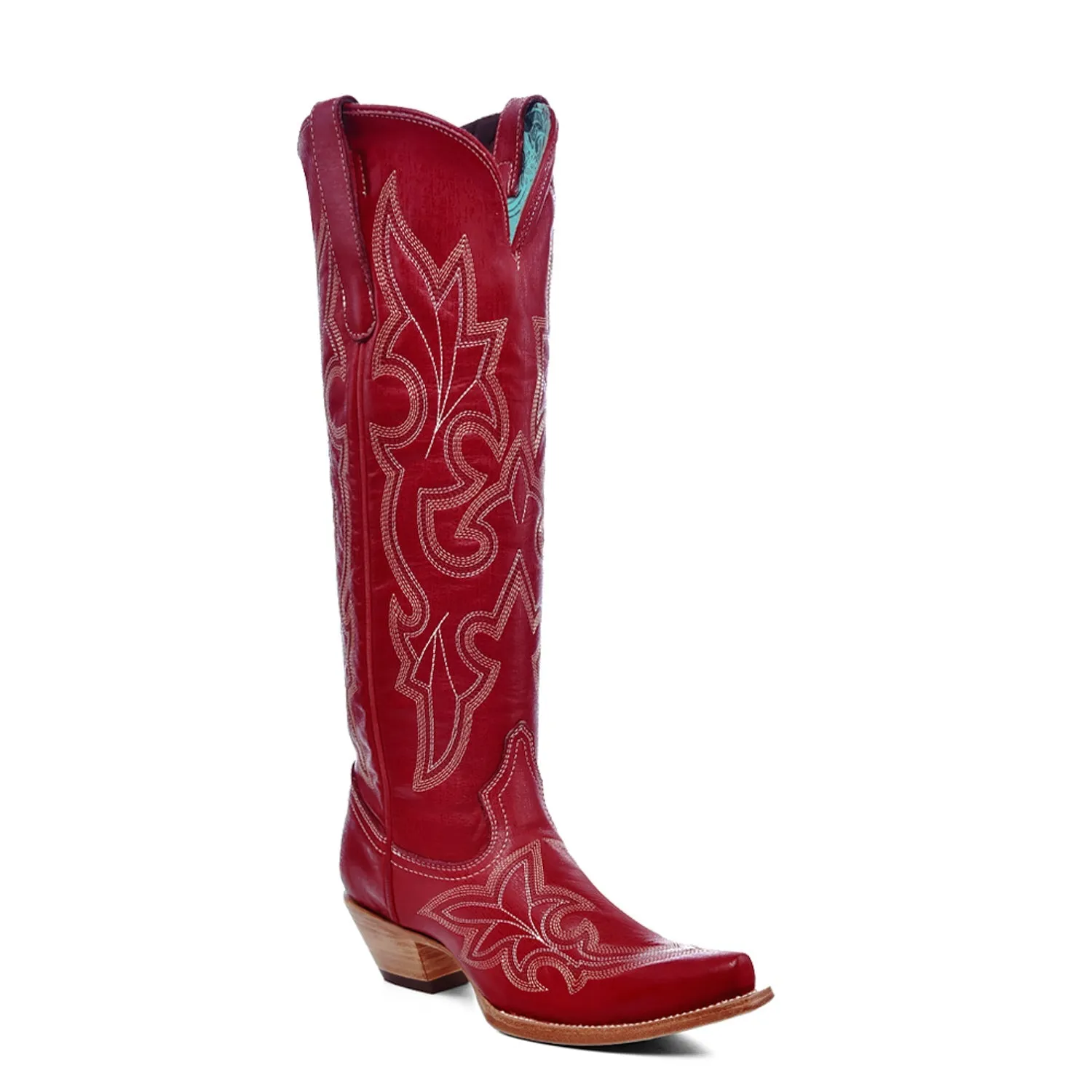 Corral Womens Embroidery Tall Top Snip Toe Red Cowhide 17in Cowboy Boots