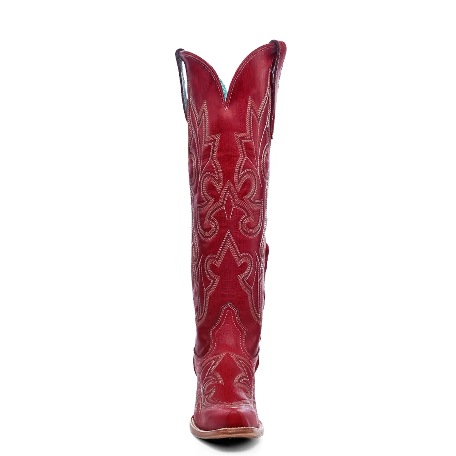 Corral Womens Embroidery Tall Top Snip Toe Red Cowhide 17in Cowboy Boots