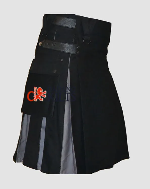 Hybrid Black Gray Adjustable Kilt