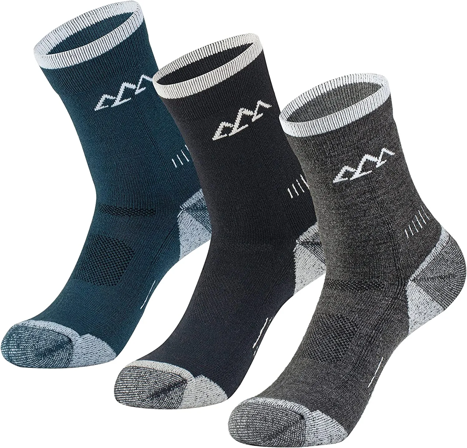 innotree 3 Pack Men's Merino Wool Hiking Socks, Full Cushioned Hiking Walking Socks Moisture Wicking Quarter Crew Socks