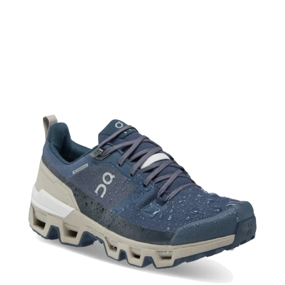 On Women's Cloudwander Waterproof Low Hiking Shoes (Navy/Desert)