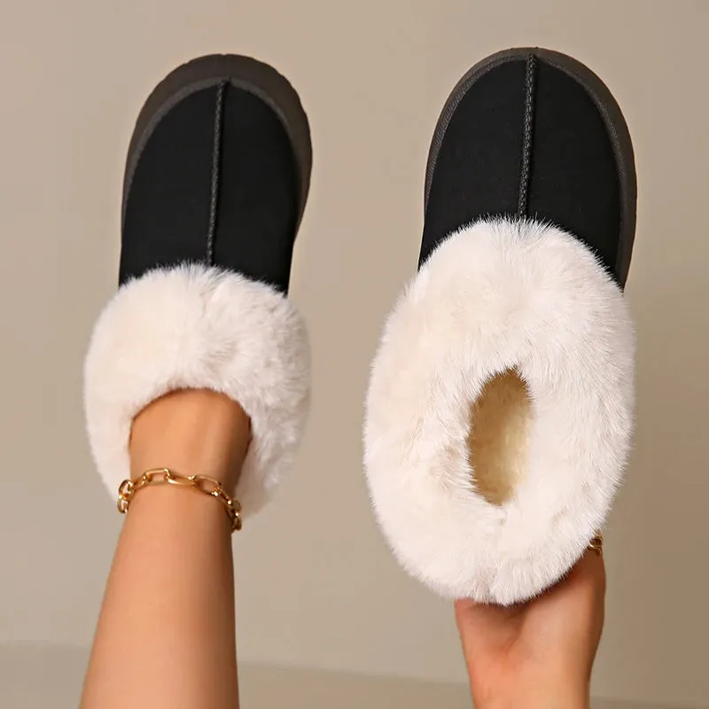 Sohiwoo Thick Sole Faux Fur Snow Boots Women Warm Thicken Plush Winter Boots Woman Non Slip Platform Cotton Padded Shoes Mujer 42