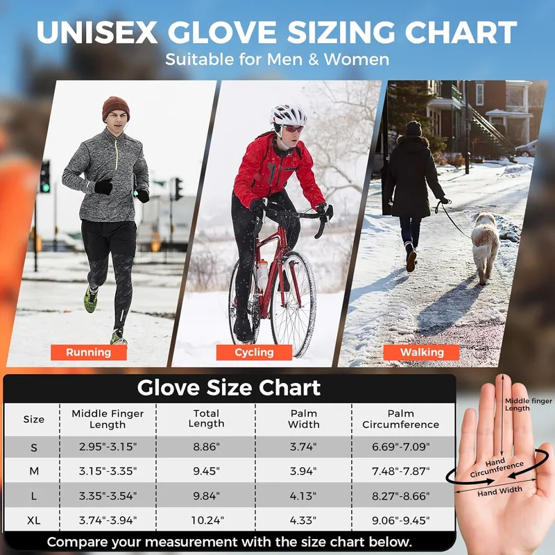 Touch Screen Windproof Cold Weather Gloves with Anti-Slip Grips