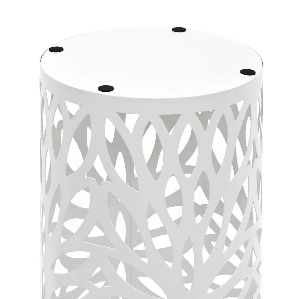 vidaXL Umbrella Stand Leaves Steel White